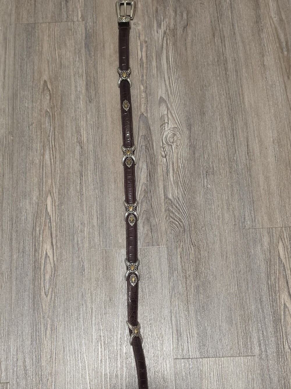 Women's Brighton  Brown Leather Western Concho Belt - Decorative Silver Accents